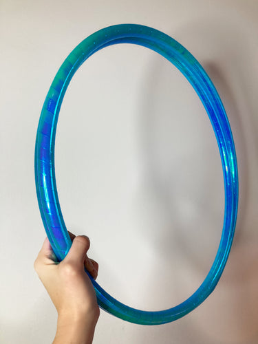 Sammenfoldelig hula hop ring (blå metallisk farveskiftende)